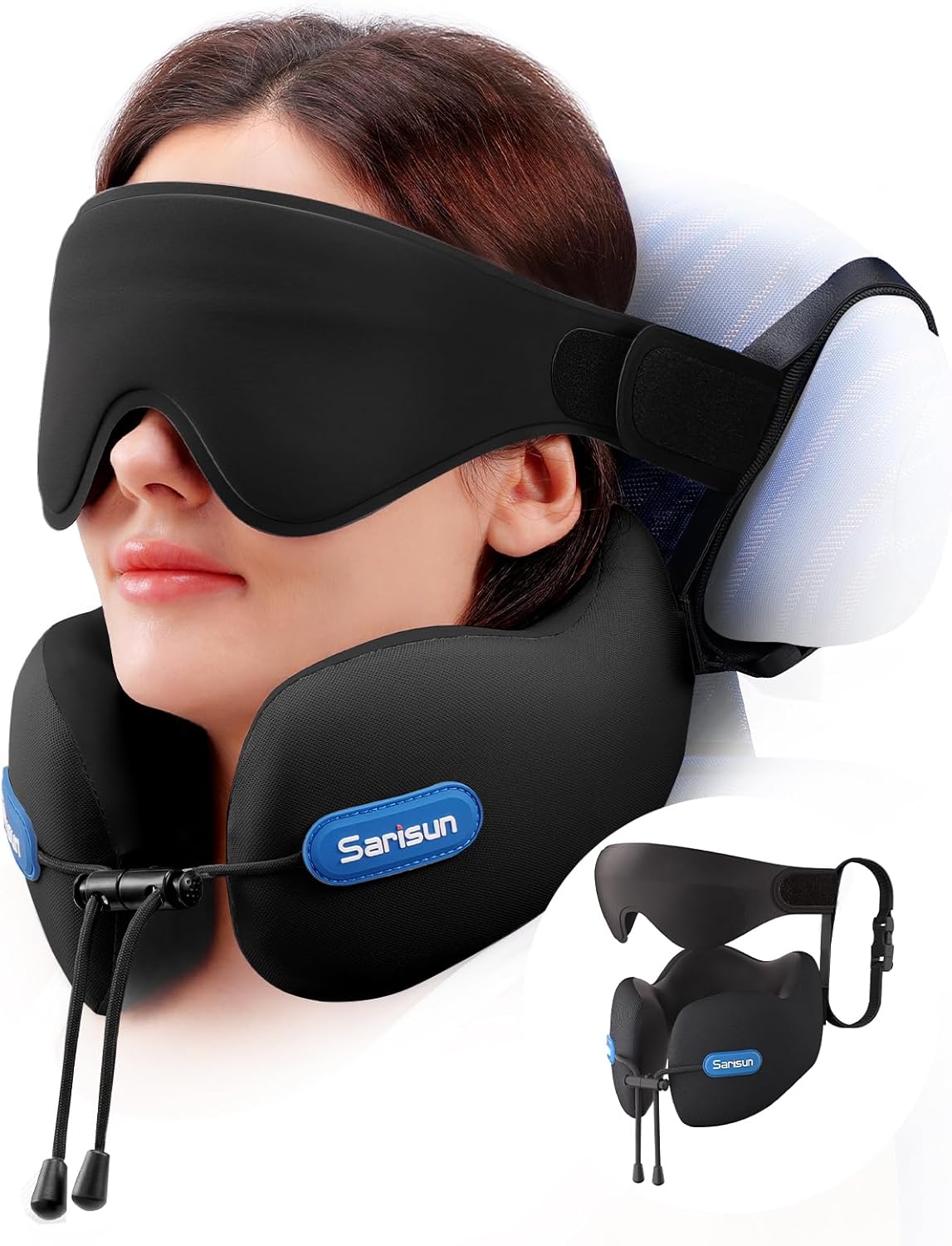 sarisun travel neck pillow 01 black